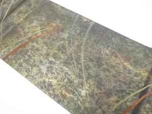 引箔　草葉模様織り出し　袋帯